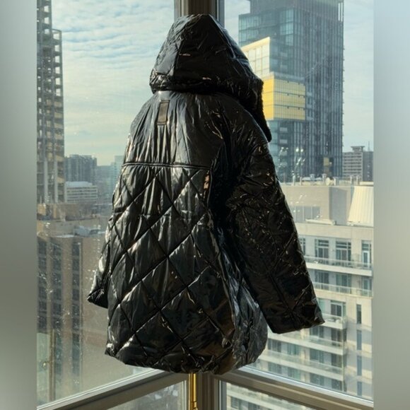 🆕 ALO YOGA 🧿 NWOT Snomoto Puffer Jacket, Black Patent Finish - Sz L / US 12-14 - Picture 13 of 16